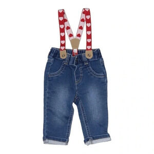 Cat And Jack Baby Valentine's Jeans With Suspenders Size 0-3m